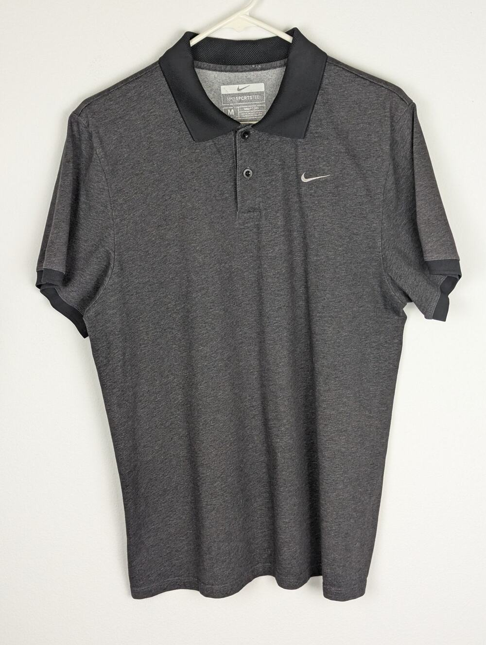 Nike Sports Tee Sz M  Black/Greys fit dry mens polo Chest42"Length27"collared SS